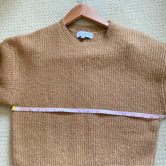 LOST + WANDER Tan Drop-Shoulder Peplum-Hem Wool Sweater - Picture 6 of 7